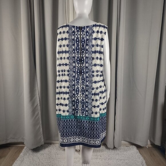 Madison Leigh Womens Blue Ivory Green Lined, Back Zip Dress Size 20W - Picture 4 of 11